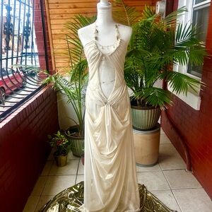 StylesByChi: Metallic Wet Dress (white Gold)